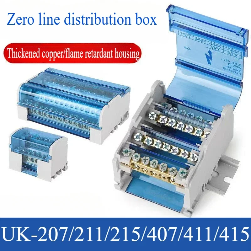 DIN-Schienenklemmenblock UK-207/211/215/407/411/415 Modularer Verteilerblock Schraube Universal Electric Wire Power Junction Box Image