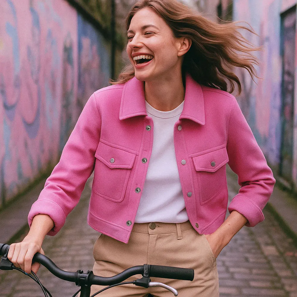 HH Frauen Elegante Rosa Mantel Mit Front Taschen Einreiher Langarm Jacke Casual Weibliche Frühling Herbst Feste Oberbekleidung