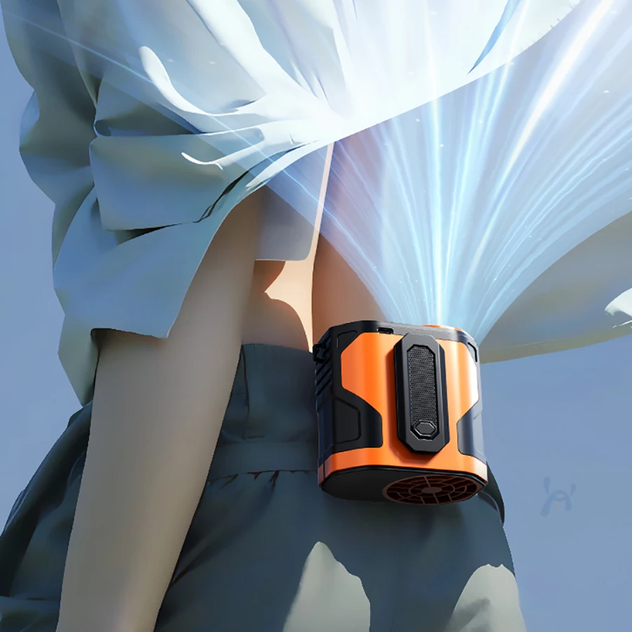 1 USB-Lademodell, Taillen-/Hals-Aufhängung, kleiner Mehrzweck-Ventilator mit 10 Windkraftstufen und 2 Stufen Handlicht-Mo Image