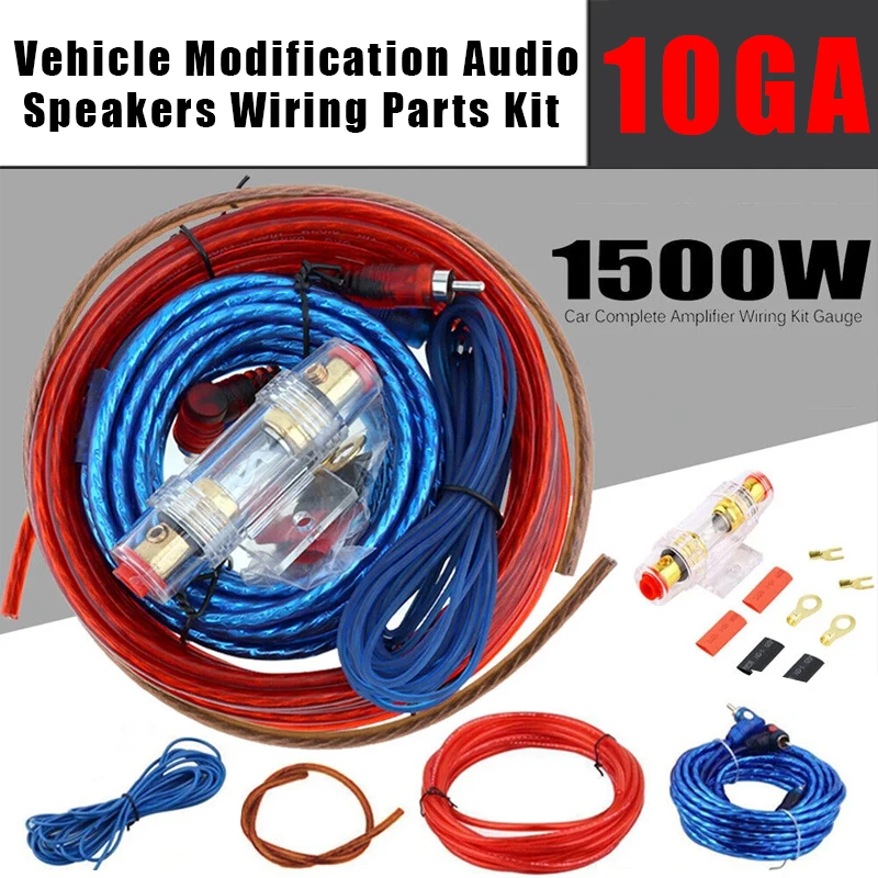 10GA Car Audio Lautsprecher Verkabelung Kit Subwoofer Verstärker 1500W Installation Draht 60A Sicherung Halter Kabel Fahrzeug Modifikation Teile Image