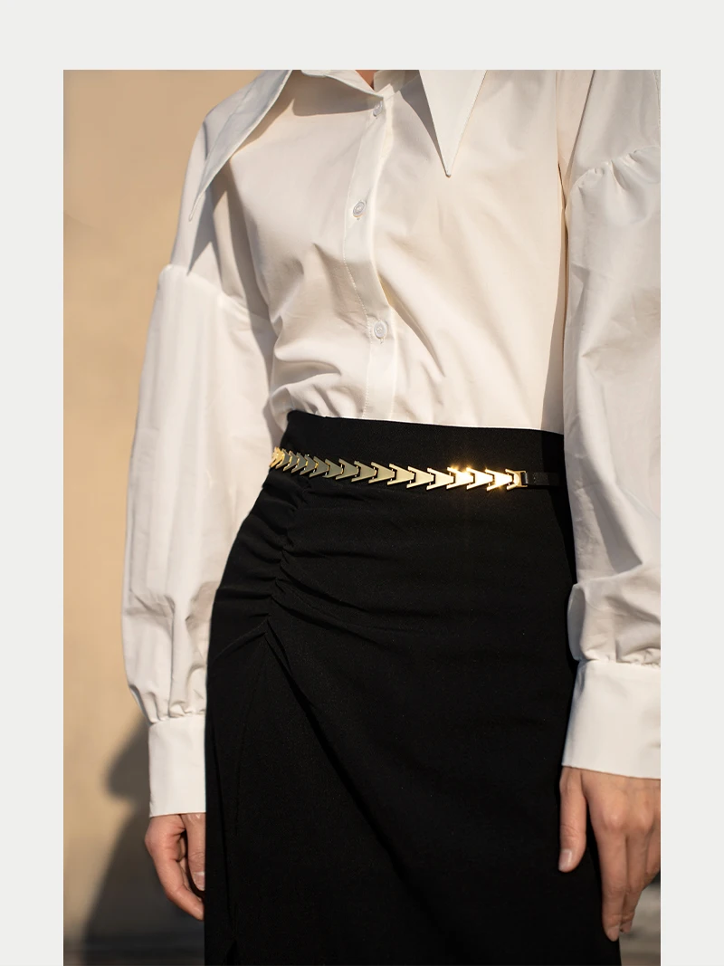 Neue Frauen Sexy Metall Kette Elegante Frauen Gürtel Taille Korsett Gürtel Leder Taillen Dual-use-Bund Kleidung Zubehör ﻿ Image