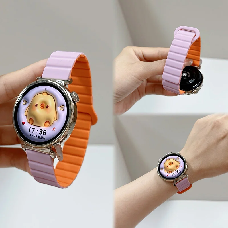Magnetschlaufe für Samsung Galaxy Watch 7/FE/6/5 Pro/4/Classic/Active 2 20 mm 22 mm Band Silikon-Gliederarmband Huawei GT 3-4 Armband Image