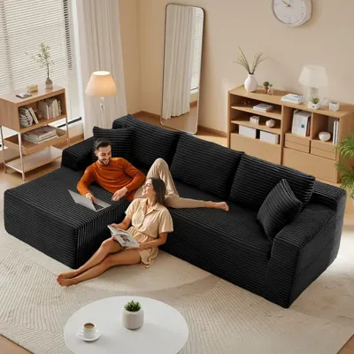 105" Sectional Couches for Living Room Cloud Couch Sofa with L-Shape Upholstered Boneless Couchs Modern Modular Sectional Couch