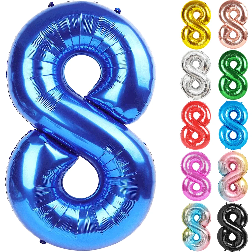 32 Zoll mehrfarbiger Nummer 8 Ballon große Zahlenballons 0-9 Jungen Mädchen Geburtstagsdekoration Frauen Männer Party Jubiläumszubehör Image