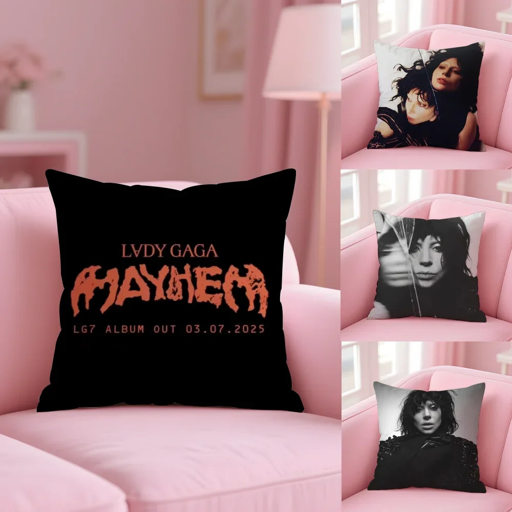 Singer L-Lady Gaga Mayhem Kissenbezug, Anti-Dustmite-Kissenbezug, unsichtbarer Reißverschluss, seidiger kurzer Plüsch-Sofa-Kissenbezug Image