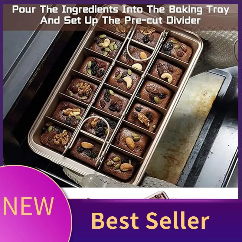 ABLU-Brownie-Pfanne mit Trennwänden, antihaftbeschichtete Backform, Backform, 18 vorgeschnittene quadratische Formen für Kuchen Image