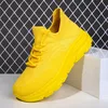 HKDQ Unisex Laufschuhe Männer Atmungsaktive Leichte Stricken Casual Turnschuhe Sommer Plattform Gelb Jogging Schuhe Für Männer Frau