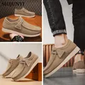 Scarpe casual da uomo Mocassini in pelle scamosciata Scarpe comode da ginnastica basse Scarpe da guida con plateau Scarpe da uomo leggere per il tempo libero color kaki