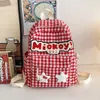 Hello Kitty Roter karierter japanischer Stil, süßer Rucksack, große Kapazität, Schüler-Schultasche für Nachhilfe, Studium, neue Herbst-Winter-Mode