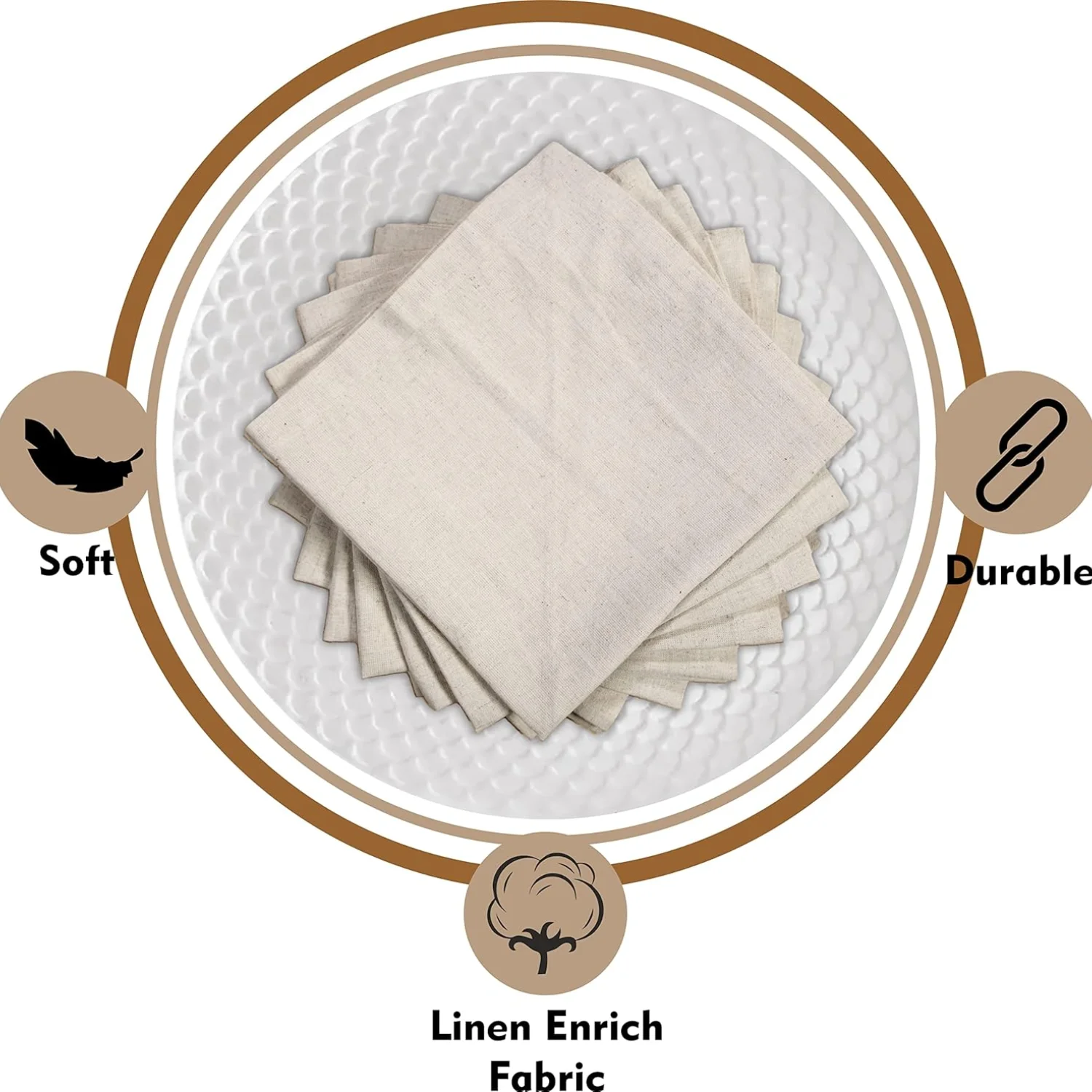 6 Stück Leinen Flachs Baumwoll tuch Abendessen Serviette Natur Stoff Servietten Gehrung Ecken Hochzeit Servietten Abendessen Servietten Image