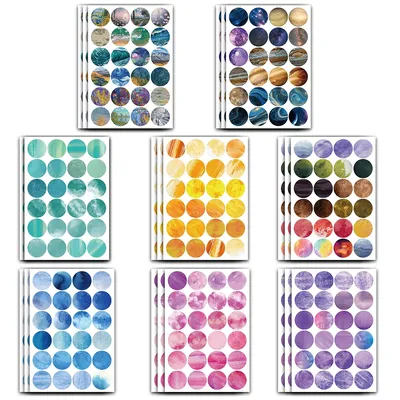 8PCS Monet Garten Runde Dot Kreative Graffiti Aufkleber Sammelalbum Telefon Fällen Gitarre Skateboards Wasserdichte Dekorative Aufkleber Image