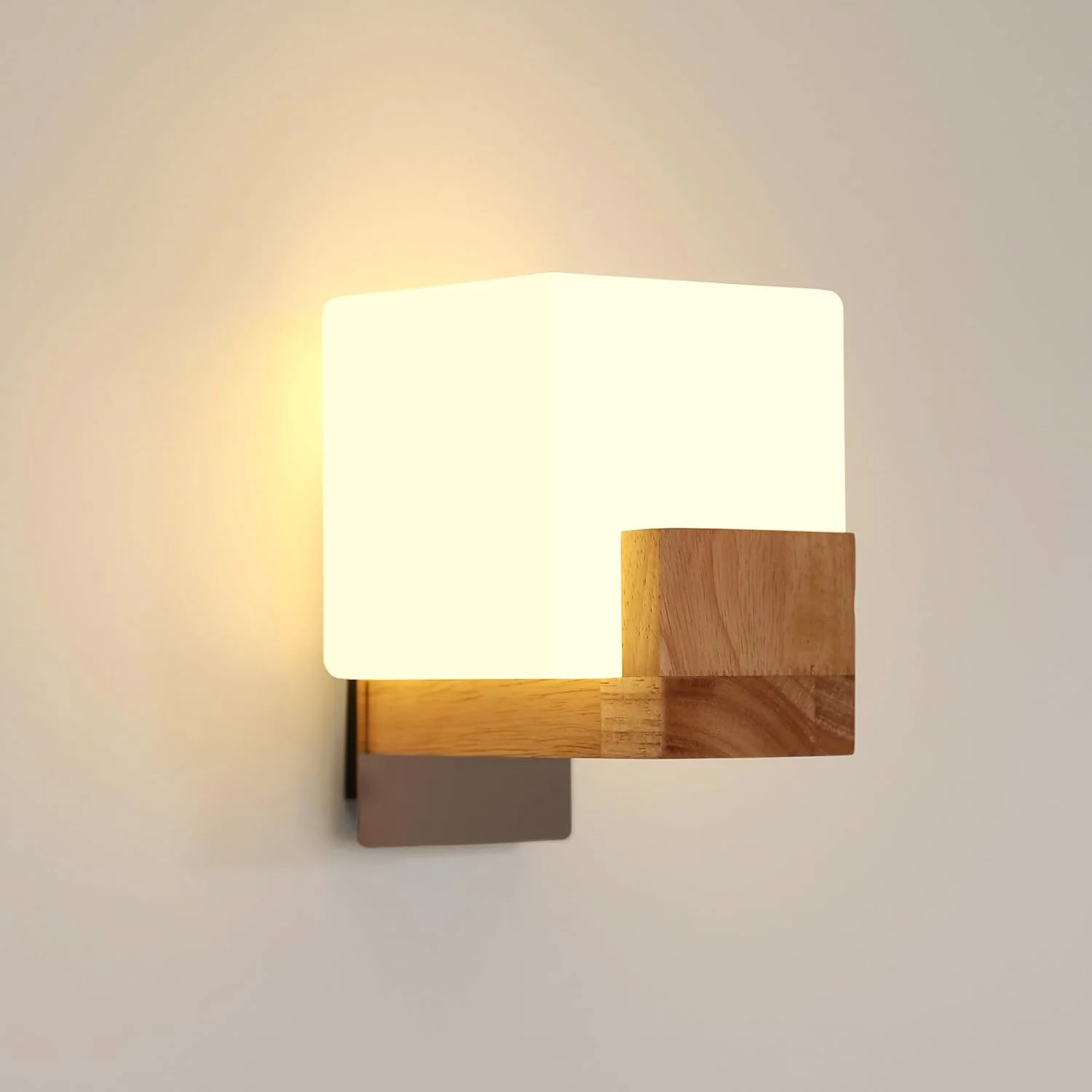Wandleuchte aus Holz für den Innenbereich, moderne G9-Wandleuchte, quadratisch, Wandleuchten 3000 K/4500 K/6500 K für Flurtreppen