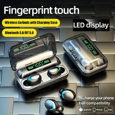 LED TWS F9 Drahtlose Bluetooth 5,0 Kopfhörer Wasserdichte Ohrhörer Kopfhörer Digital Display Headset Große Kapazität Lade Fall Image