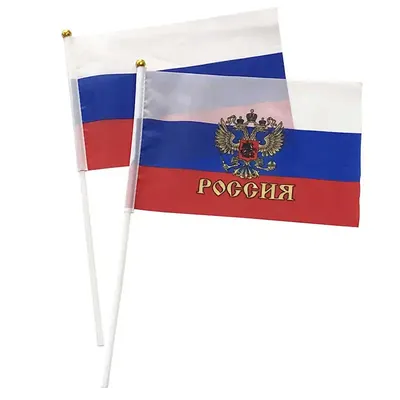 10PCS Handheld Russland Flagge 14x21cm Polyester Gedruckt Russische Flaggen Mit Mini Stick Fahnenmasten Für Dekoration feier Sport Image