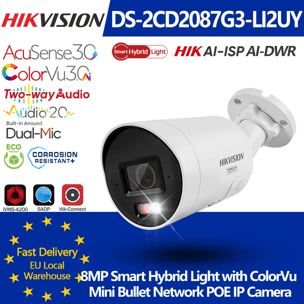 Hikvision DS-2CD2087G3-LI2UY 8MP Smart Hybrid Light ColorVu3.0 Acusense3.0 POE Netzwerkkamera 1/1.8 F1.0 Dual MIC AI ISP&WDR IPC Image