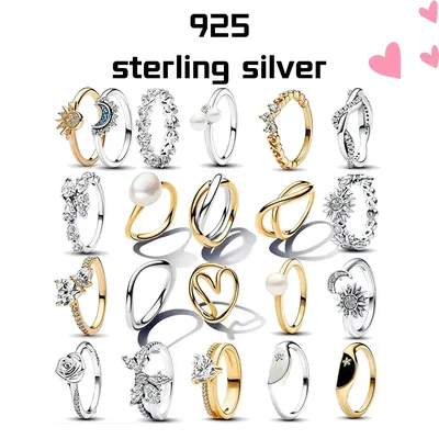 Anillo de plata de ley S925 con perla de sol y rosa de amor, regalo para madre, joyería Original Glamour para mujer 2024