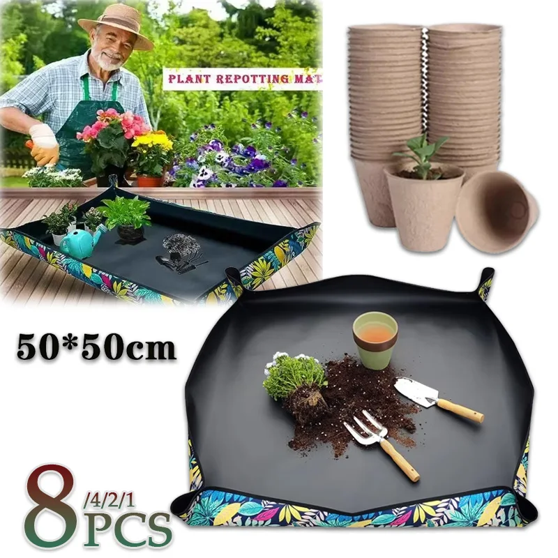 1-8PCS Ersatz Boden Matte Plüsch Ersatz Topf Pflanzen Mischen Boden Anti Schmutz Matte Gartenbau Pad mit zellstoff Sämling Tasse Image