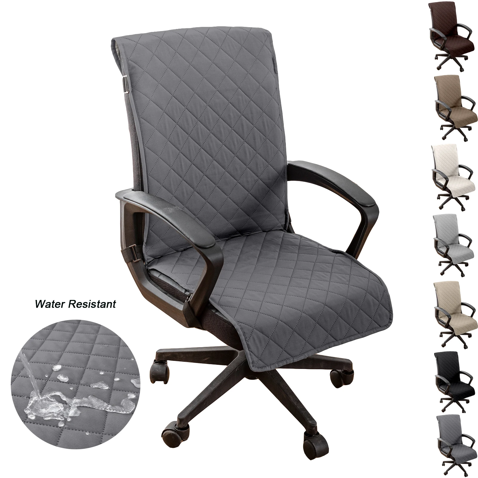 1 Stück wasserdichte, öl- und staubdichte Stuhlhussen für Bürostühle, ganzjährige universelle Stuhlkissen mit Diamantgitter Image