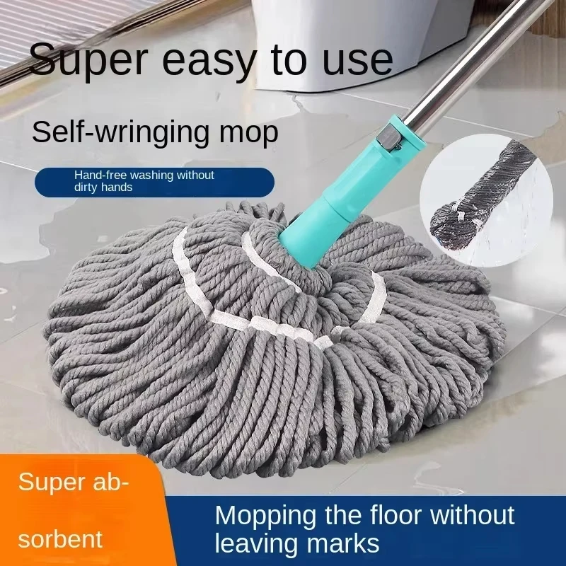 Neuer selbstauswringender Mopp aus Edelstahl mit ausziehbarem Edelstahlgriff für die Bodenreinigung, Staubmopp Image