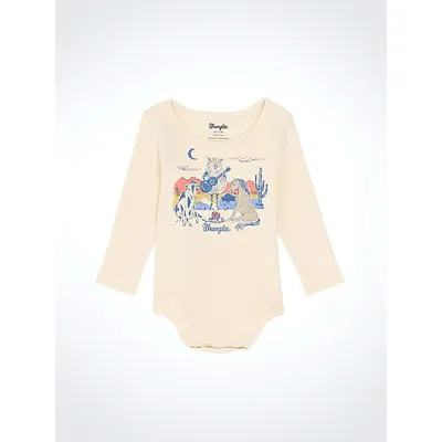 Wrangler Baby Girls Western Print Bodysuit Oatmeal Size 0-3 Months