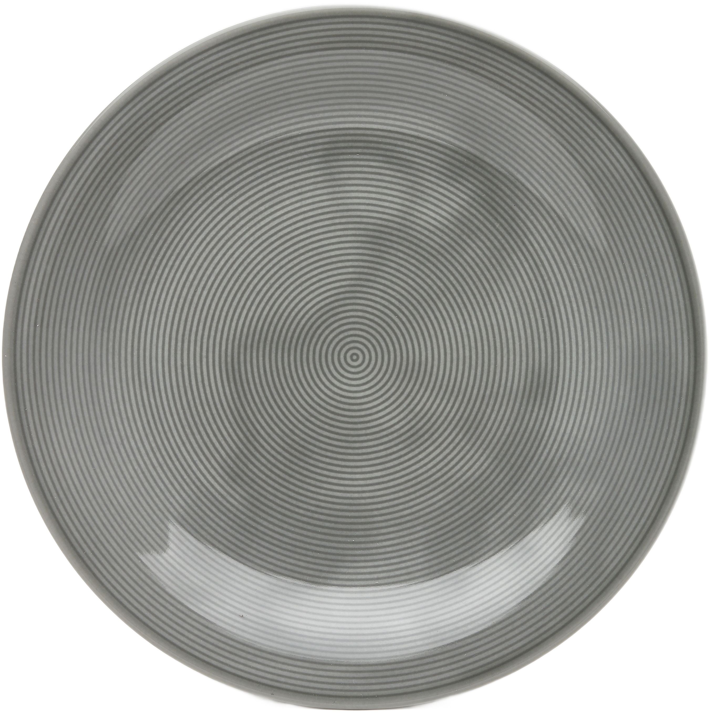 Speiseteller VAN WELL "Jive, flacher Teller 25 cm, 6 Stück", grau, H:2,8cm Ø:25cm, Porzellan, Speiseteller, dezentes Spiraldekor, spülmaschinen-und mikrowellengeeignet