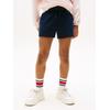 Sweatshorts TOMMY HILFIGER "TOMMY SCRIPT SWEATSHORT", Mädchen, Gr. 6 (116), N-Gr, blau (schwarz night navy), Sweatware, Obermaterial: 80% Baumwolle, 20% Polyester, unifarben, casual, regular fit kurz, Hosen, für Kinder bis 16 Jahre, glänzender...