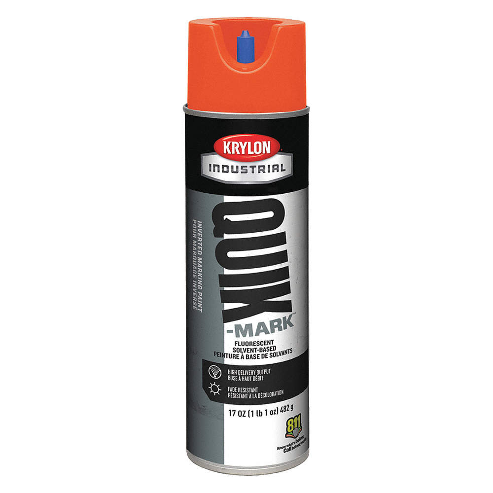 Krylon Quik Mark Inverted Marking Paint (Carton of 12) Fluorescent Red/Orange
