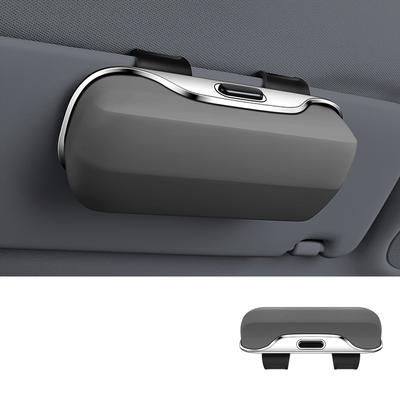 TEMU Portable Car Glasses Case, Universal Car Sun Visor Holder With Button Switch, Suitable For All Glasses Storage, Image
