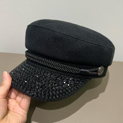 TEMU Y2k Fashion Women's Beret Hat, Polyester Material, Inelastic, Packable With , Casual Occasion With Unique Random Drilling Position - Hand Washable Image