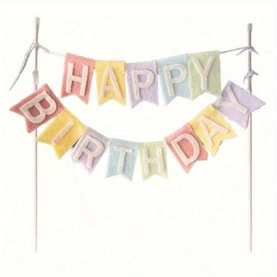 TEMU Diy Felt Happy Birthday Letter Banner, Suitable For Cake Decoration And Party Supplies Image