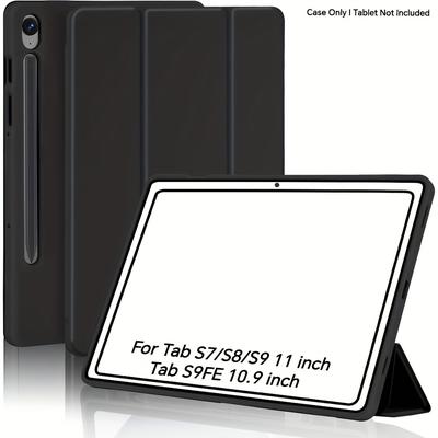 TEMU Case For S9 S8 S7 11 Inch Tab S9 Fe S10 .9-inch Soft Tpu Leather Flip Soft Silicone Honeycomb Pattern Triple Fold Ultra-thin Lightweight Tablet Protective Case