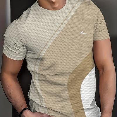 TEMU Men's 3d Print Sports T-shirt - Breathable Polyester, Round Neck, Gym & Casual Wear, Casual Gym Wear | Graphic Tee | Image