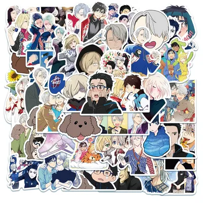 50PCS Japanese Figure Skating Animations YURI!!! on ICE Ice Yuri's Skateboarding iPad Decorative Stickers