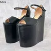Sukeia Echte Fotos Frauen Sommer Plattform Sandalen Super Hohe Keile Heels Peep Toe Schwarz Casual Schuhe Damen UNS Größe 5-15