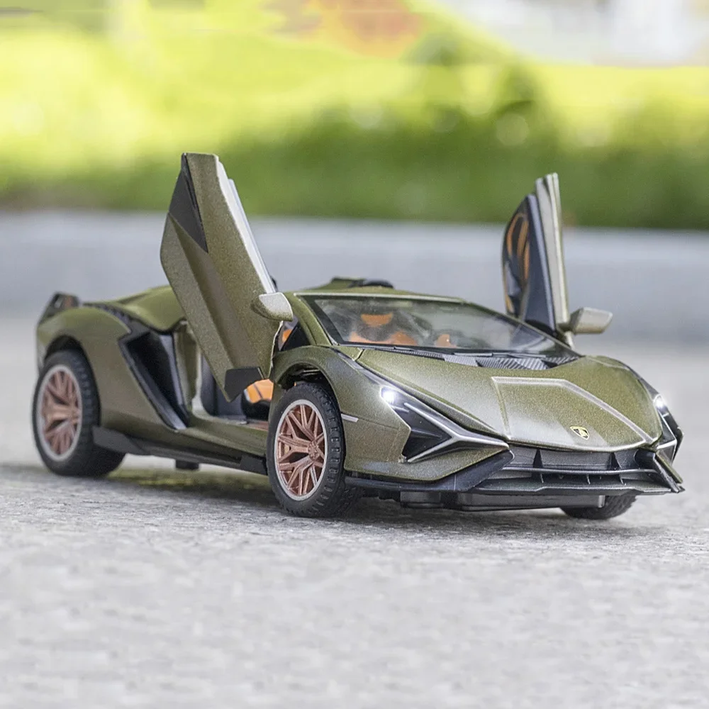 1/32 SIAN SCV12 Spielzeug Auto Modell Legierung Diecast Sport Autos Metall Körper Gummi Reifen Türen Geöffnet Sound Licht Zurückziehen Geschenke für Kind Image