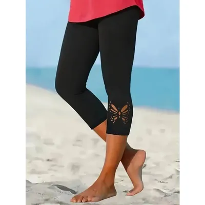 Plus Size Fashion Women's Solid Color Tight Ladies Casual Comfort Leggings Women's Tight Pants Seven-point Leggings
