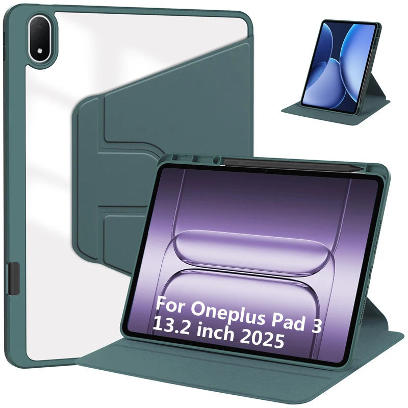 Für Oneplus Pad 3 Fall mit Stift Halter 360 Rotierenden Acryl Stand Abdeckung Für OnePlus Pad 3/OPPO Pad 4 Pro 13,2 zoll Fall Coque Image