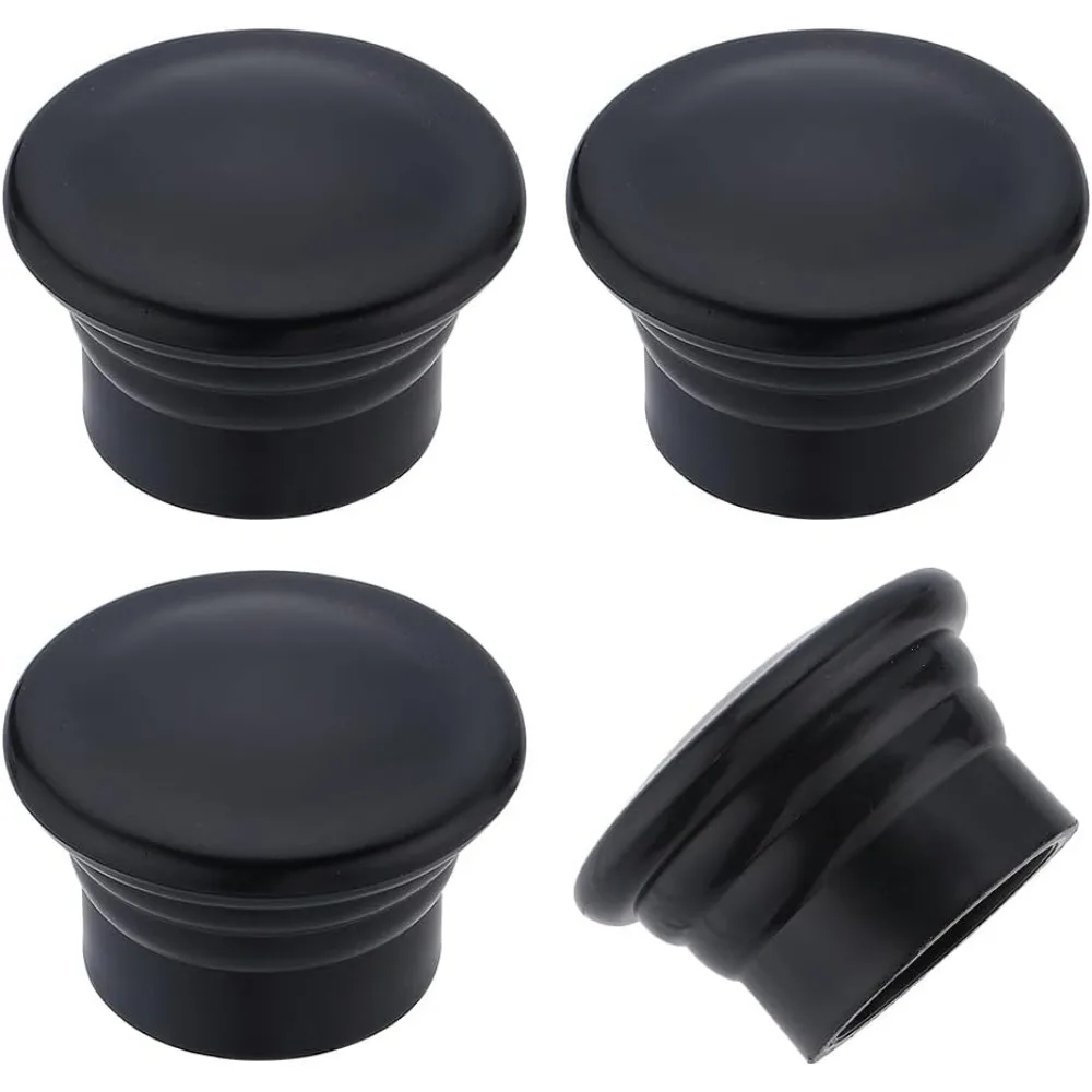4 Stück Gardinenstangenabdeckungen, schwarze Gardinenstücke, Endkappen, 28 mm, Kunststoff, säulenförmige Vorhang-Ersatz, dekorative Stangenstücke Image