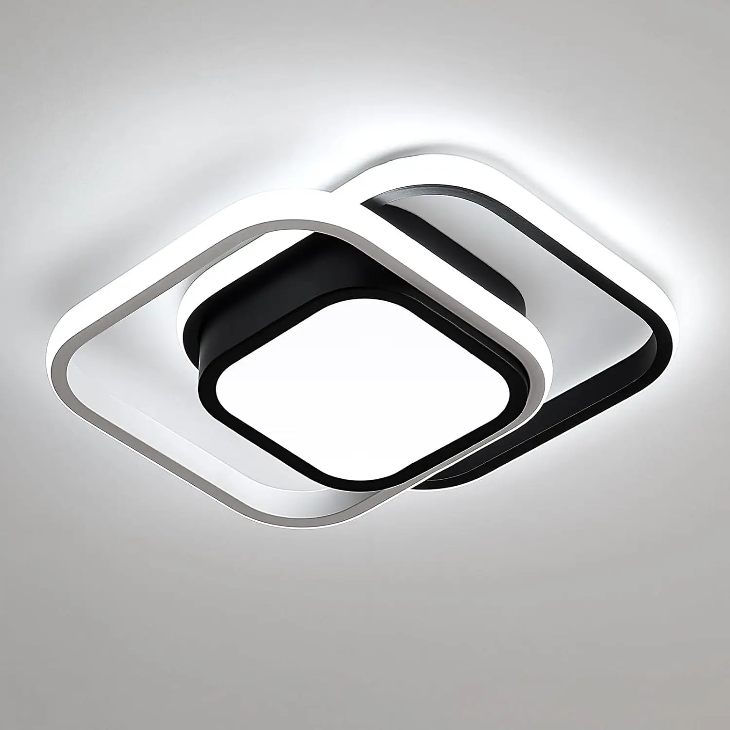 LED-Deckenleuchten, 2 Quadrate, Unterputz-Deckenbeleuchtung, 32 W 6500 K schwarz-weiße Deckenleuchte für Schlafzimmer und Küche