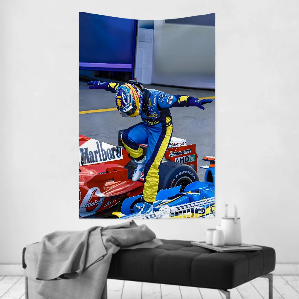 1pc Klassische Wettbewerbsfähige Sport F1 Spieler Fernando Alonso Tapisserie Zimmer Dekor Wand Tuch Party Hängen Hintergrund Baby Zimmer Image
