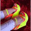 Surkova Neongelb Keilabsatz Sandalen Orange Rosa Lackleder Patchwork Hochzeitsschuhe Real Photo T-Bar Bankett Pumps Größe 46