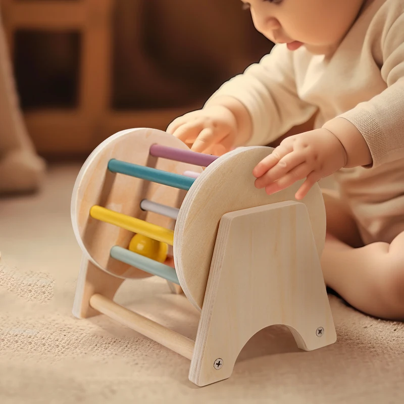 Baby Montessori Holz Spinning Trommel Säugling Frühe Bildung Für 1 bis 3 Jahre 0 Jungen Mädchen Kleinkinder entwicklungs Weihnachtsgeschenk