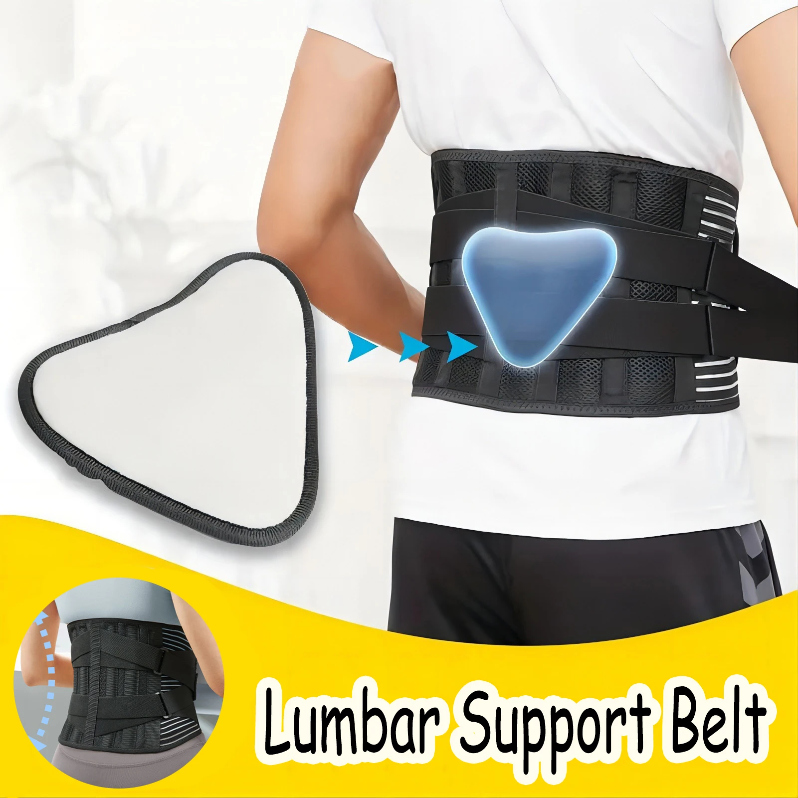 Lendenwirbel-Rückengürtel mit Taillenpolster, verstellbarer, atmungsaktiver Taillentrainer, rutschfester Wirbelsäulen-Lendenwirbelstützgürtel, Stressabbau am unteren Rücken Image