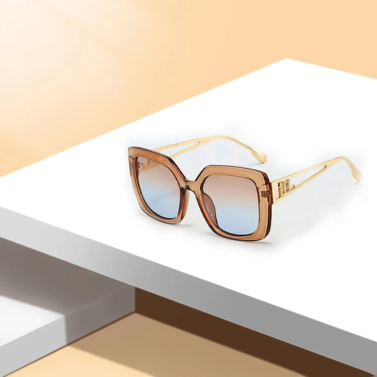 Vintage Sonnenbrille Männer Farbverlauf Gläser braun weiß Rand Gold Schmuck Marke Sonnenbrille Luxus Designer Luxus Sonnenbrille Frauen