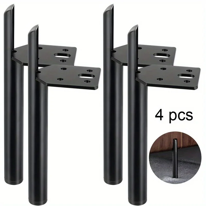 4 Stück Möbelbeine, Couchtischfüße, Metallmöbelbeine für Sofa, Schrank, seitlich montierte Möbel, DIY-Ersatzfüße Image