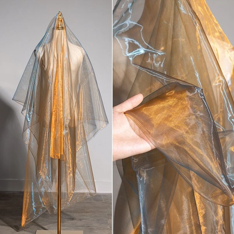 Bunte zweifarbige Farbverlauf Organza Tüll Stoff Hochzeit Kleid Party Dekor Material Heimtextilien Patchwork Tuch 50*150 cm