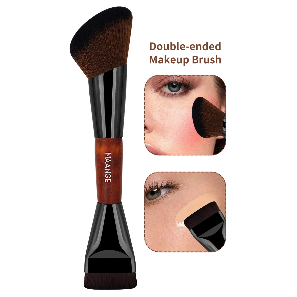 MAANGE Doppelseitiger Foundation-Concealer-Make-up-Pinsel, weich, dicht, für flüssige Creme, Kosmetik, Blending Beauty-Tool, Premium-Geschenk Image