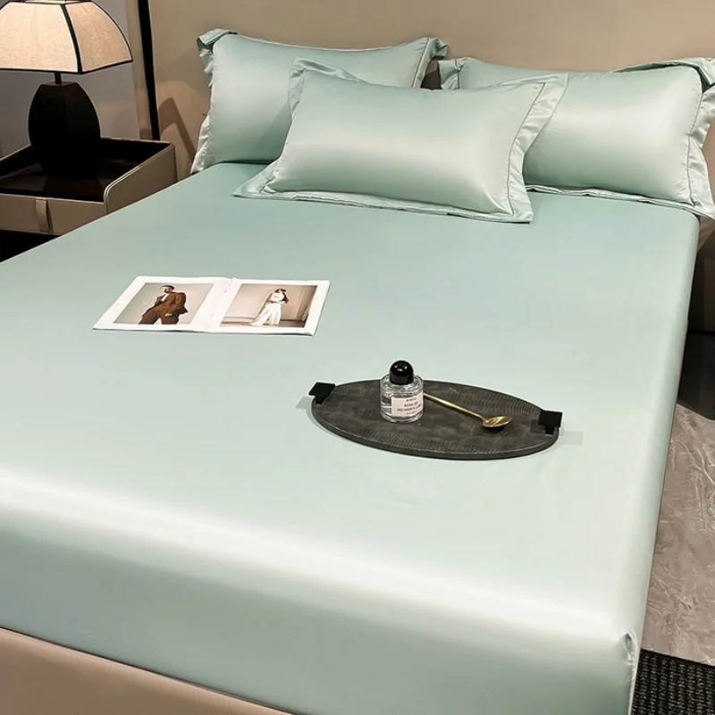 Kühlendes Spannbetttuch, Eukalyptus-Lyocell-Matratzenbezug aus Bambusfaser, kühles Gefühl, Bettwäsche für Zuhause, Hotel, Queen, 153 x 203 cm x 1 Stück Image