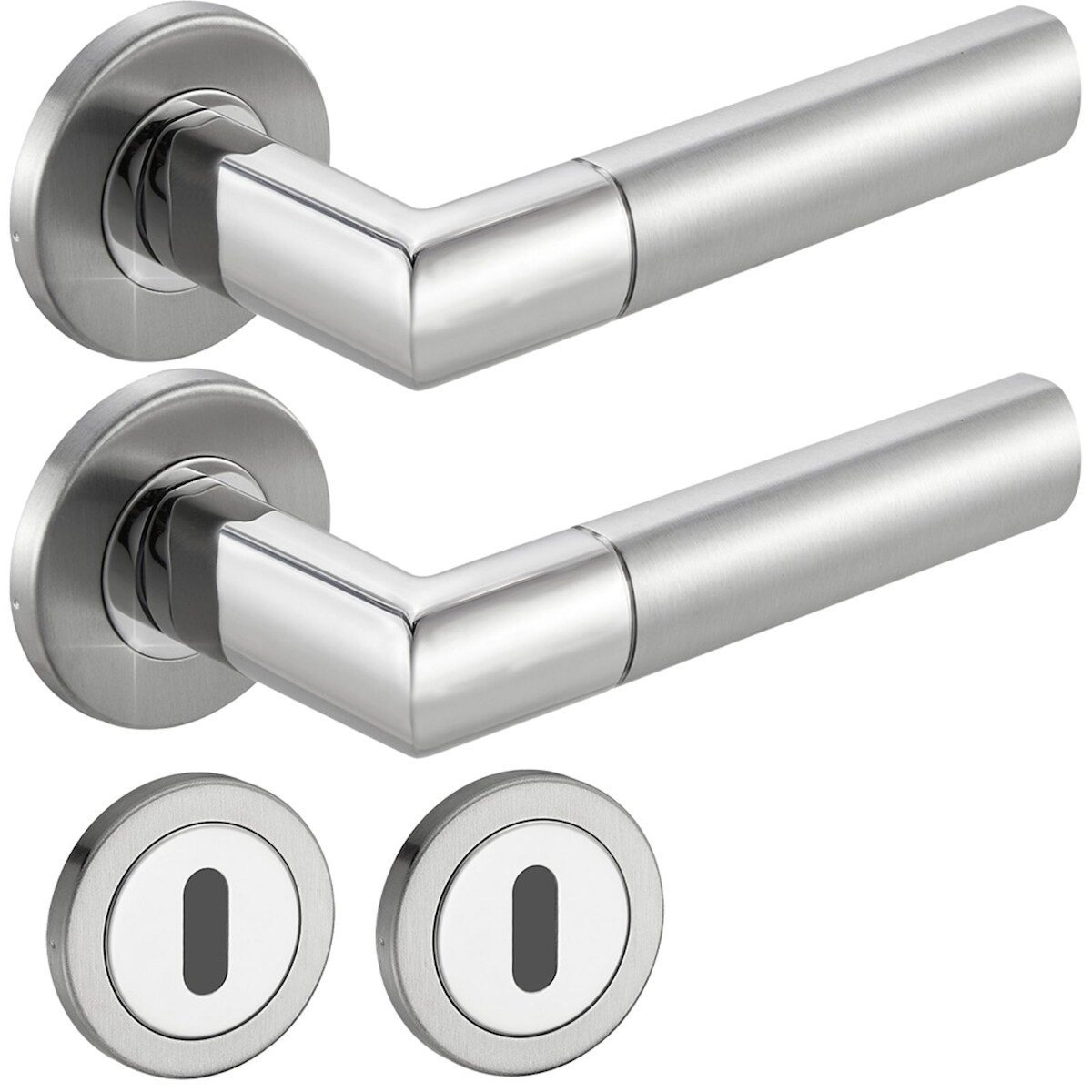ID Dinkel Türbeschlag Edelstahl Drückergarnitur CATHY Innentüren Türgriff oval BB - Buntbart Edelstahl glanz Image