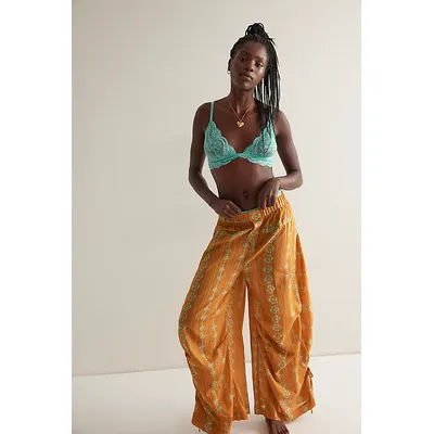 Come Over Printed Pants by Intimately at Free People in Mustard Combo, Size: Small